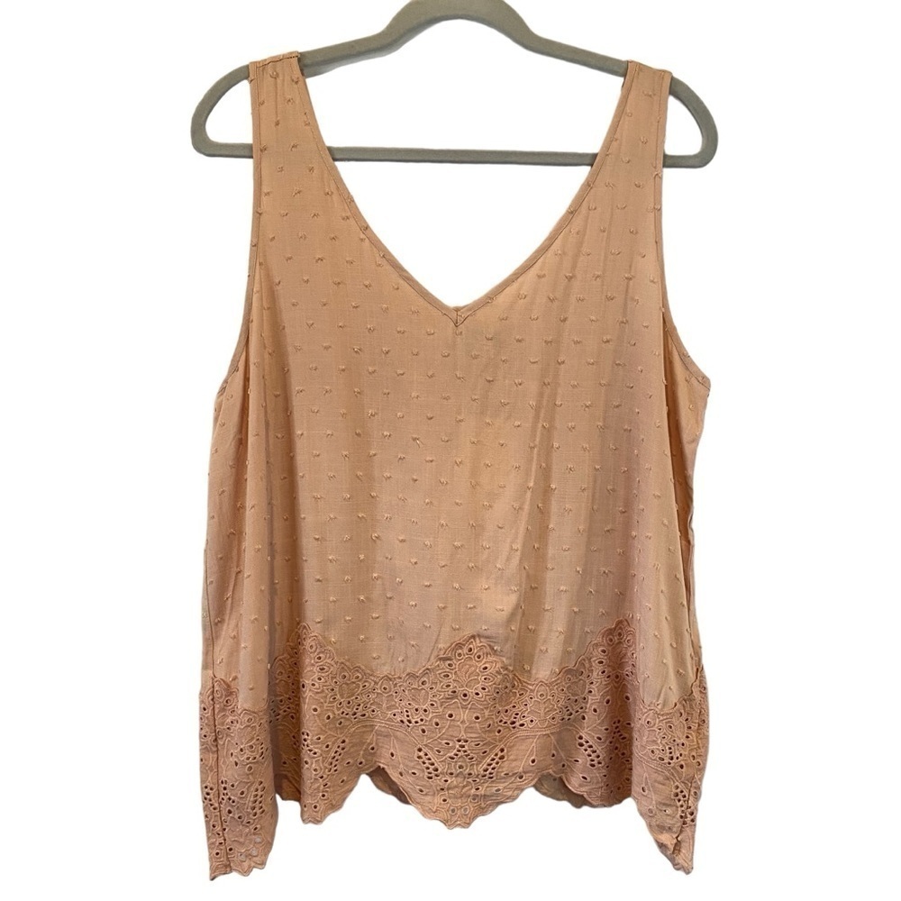 Everleigh Swiss Dot Tank Top Women’s Size Large NWT Beige Tan Lightweight